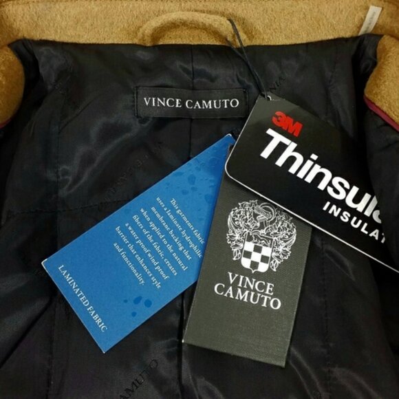 Vince Camuto Melton Camel Wool Blend Button Front Classic Car Coat - Picture 10 of 16